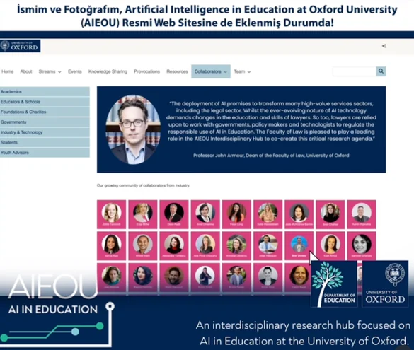 AI in Education at Oxford University (AIEOU) resmi web sitesinde İlker Ulubey görünürlüğü