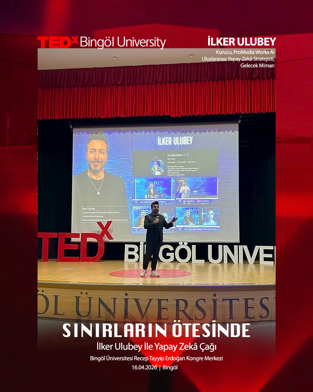 İlker Ulubey TEDx Bingöl Üniversitesi sahnesinde